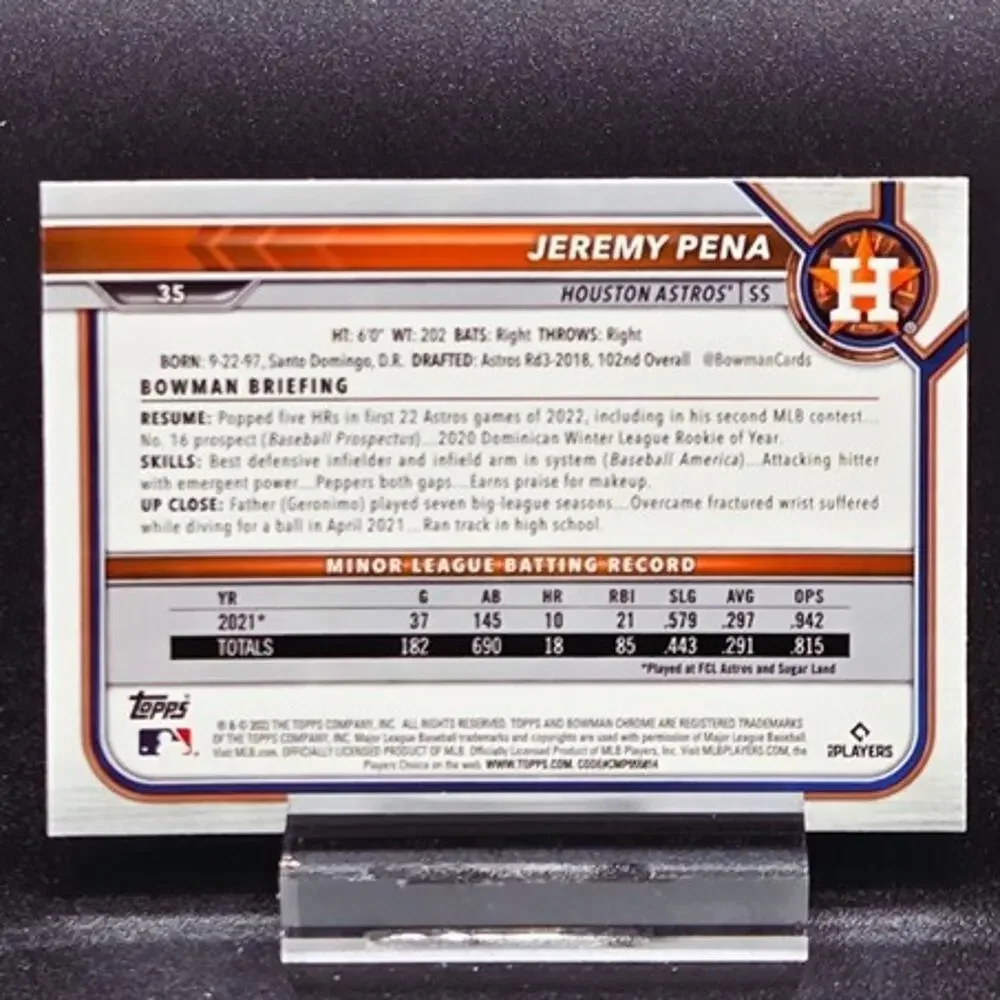 Jeremy Pena Bowman Chrome Red White Blue Prizm RC Houston Astros Star